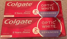 Lot of 2 Colgate 3.2 oz  Optic White Advanced Sparkling White Toothpaste 2025