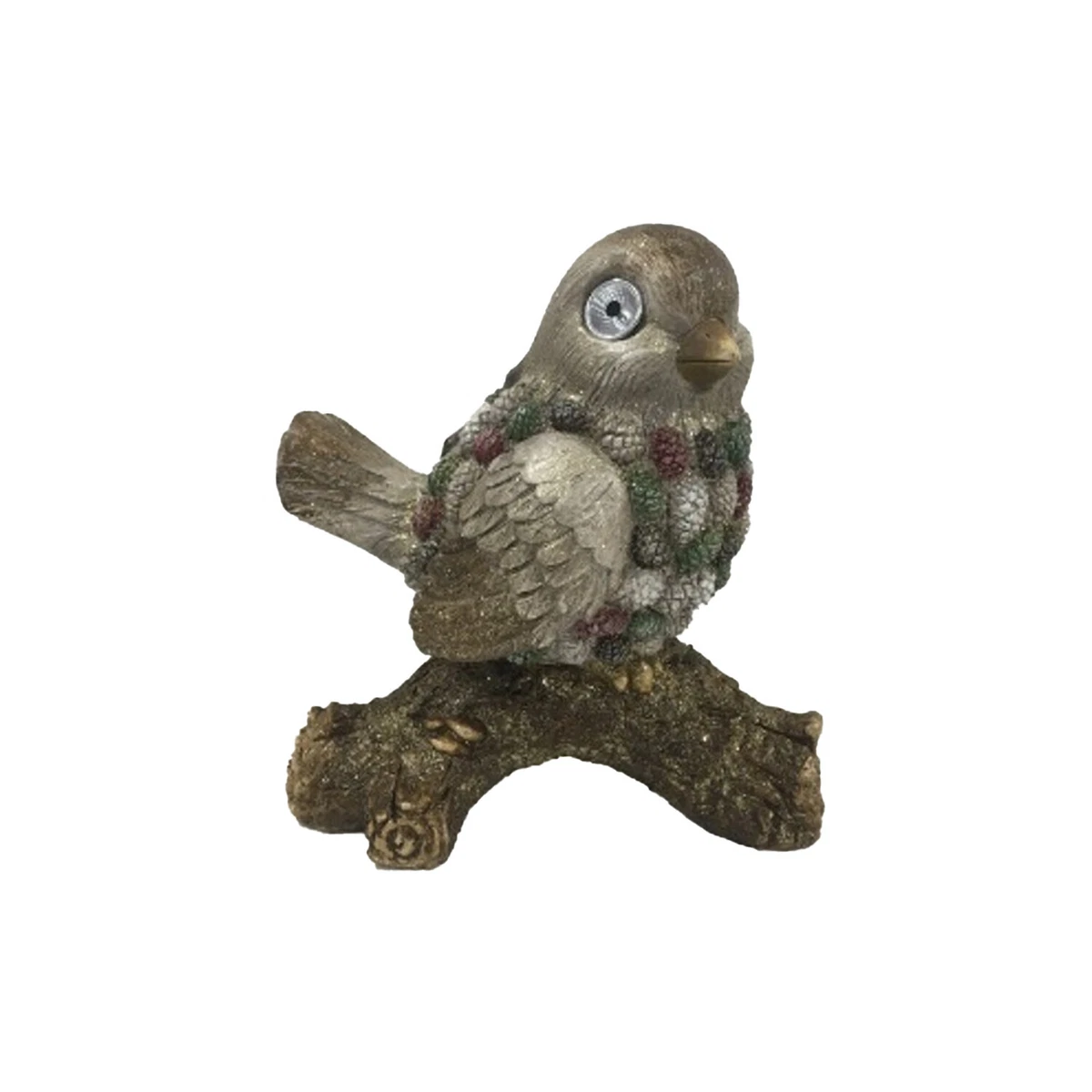 The Range Solar Glitter Christmas Robin 37cmH x 36cmW Stone Garden Light