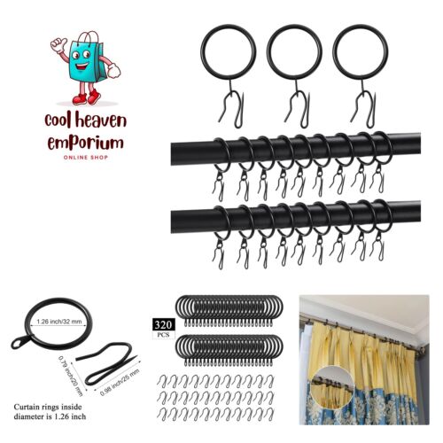 160 Set 1,26 Zoll Metall Gardinenringe mit Ösen Gardinenhaken für Gardinen a...
