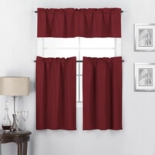 Twilight 3 Piece 100 Blackout Insulated Kitchen Curtain Tiers and Valance Set