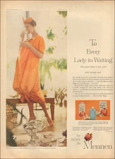 1958 Vintage ad for Mennen`Lady-in-Waiting Orange dress Shoes Hat   111820