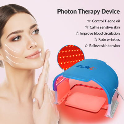 ZJKC 7 Colors Led Facial Therapy Device Red Light Mask for Whitening Fine Lines