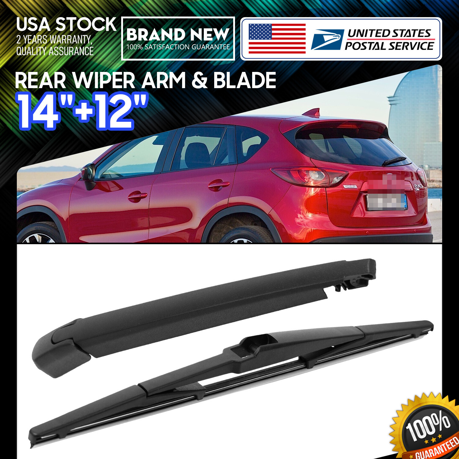 One Set 14''+12'' Premium Soft rubber Windshield Rear Wiper Blade All Season