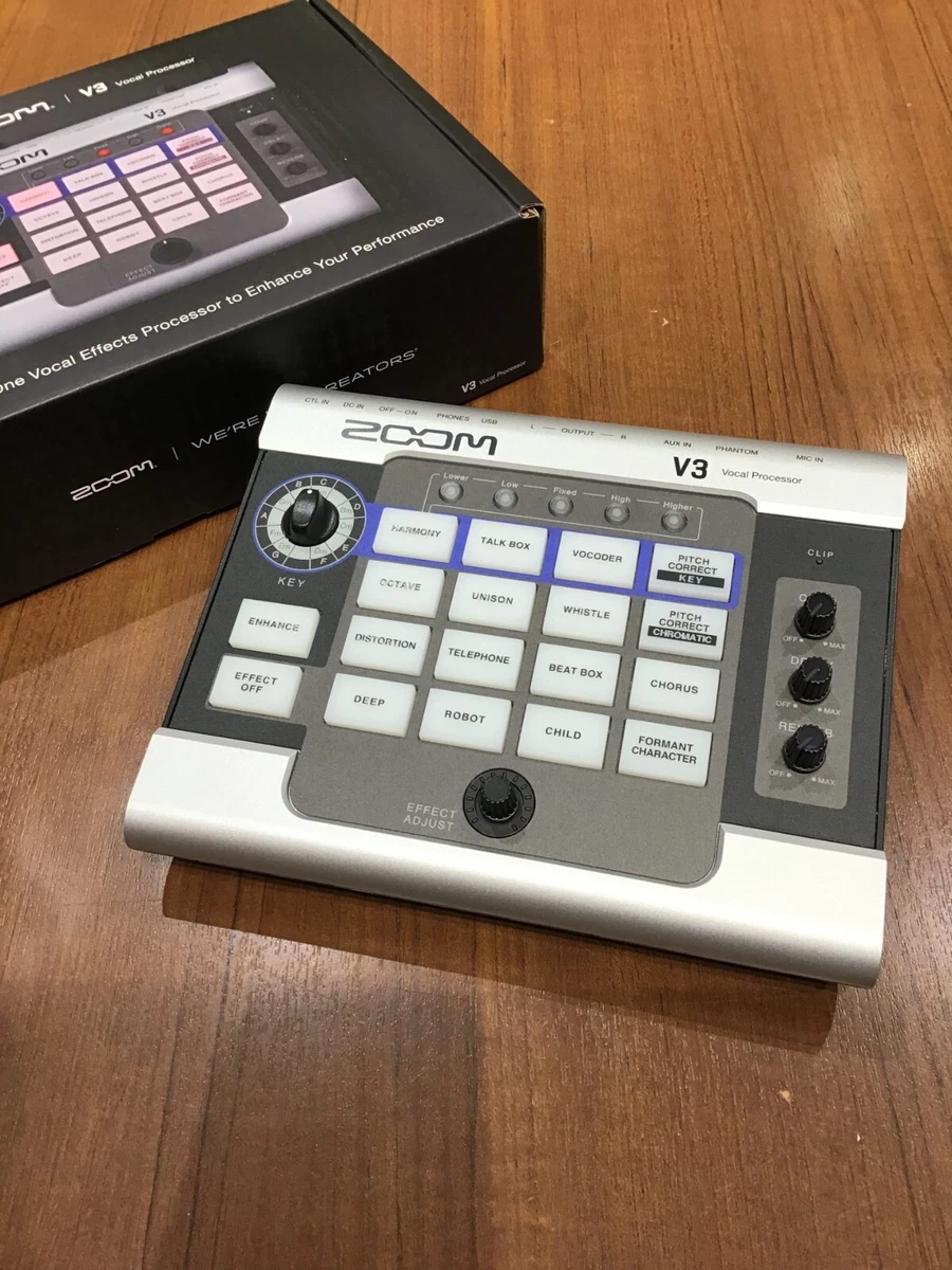 Zoom V3 Vocal Processor Vocal Effects Pedal Silver from Japan Used