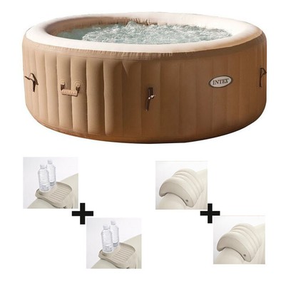 INTEX Whirlpool 6 Personen Intex Pure Spa + 2x Getränkehalter + 2x Kopfstütze
