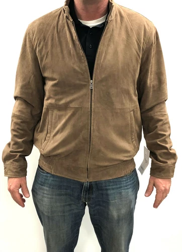 Ceralli Mens Suede Jacket in Stone -Choice of Size S-XXXL - product listing photo