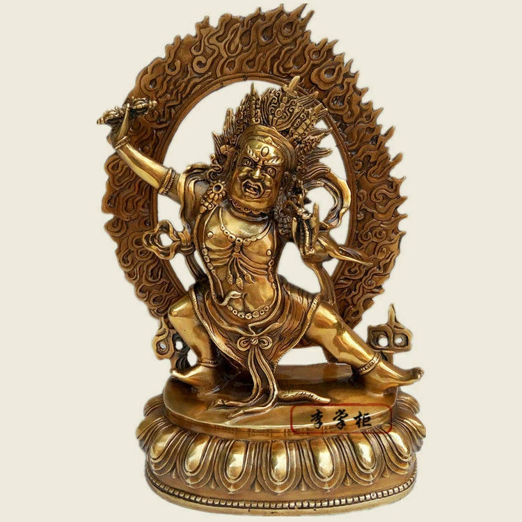 Tibetan Black Vajra Vajrapani Buddhist Handmade Brass Buddha Statue - Image 2 of 4