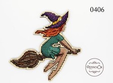 DIY Cross Stitch Kit on Wood "Witch"