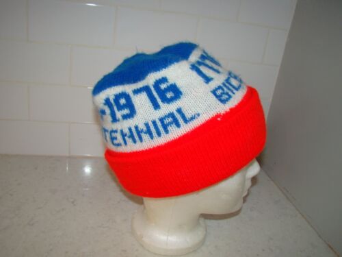 Berretto vintage maglia berretto teschio teschio bicentenario 1976 rosso bianco blu USA - Foto 2 di 6