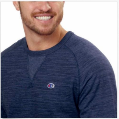 Champion Men's Textured French Terry Crew Sweatshirt, Navy - M. | eBay