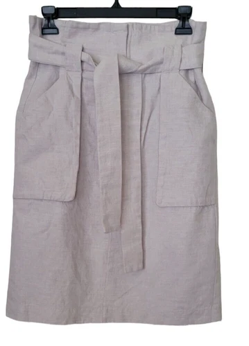 H&M LINEN BLEND PAPER BAG LINED SKIRT Size 36/ US 6