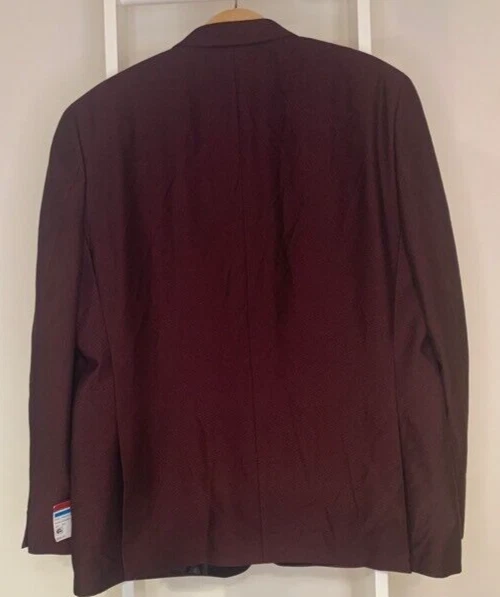 Alfani Evening Tuxedo Jacket Mens 48R Dark Red Slim Fit Black Satin 2 SB NEW - Image 2 of 4