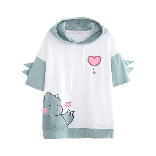 Girl Dinosaur Hoodie Sweatshirt Pullover Top Japanese Mori Harajuku Student - Picture 9 of 12