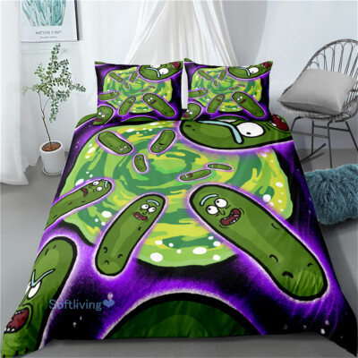 Rick & Morty Bettwäsche Set Jungen Kissenbezüge80x80 Anpassbar Bettbezug 135x200