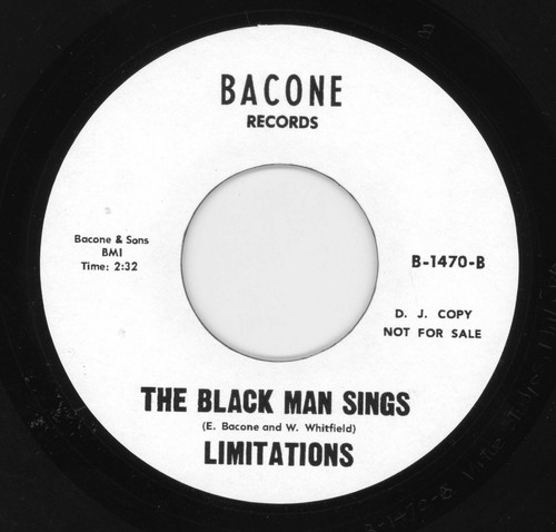 Limitations - Trouble / The Black Man Sings-Bacone-45 rpm-1970 Philly Promo 45 - Imagen 2 de 2