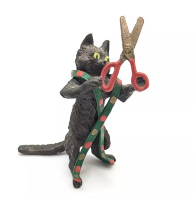 Vintage RARE Franz Bergmann Austria Cat Tailor Scissor Scissors Bronze Metal