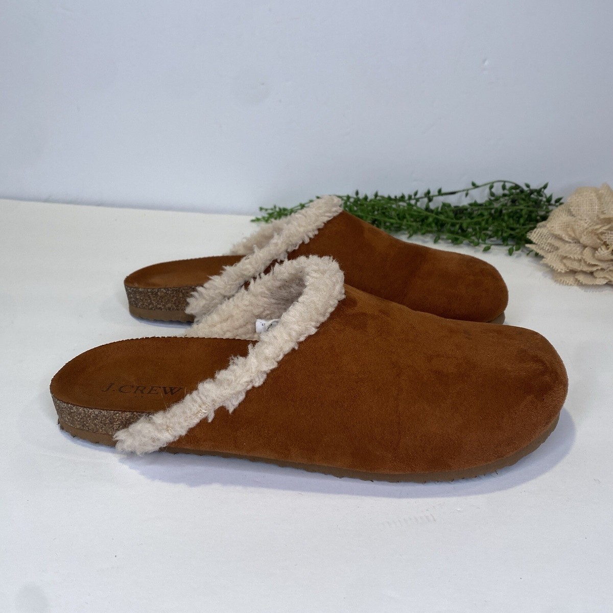 Crew Faux Suede Clog Slippers with Sherpa Lining Fits Style BB462