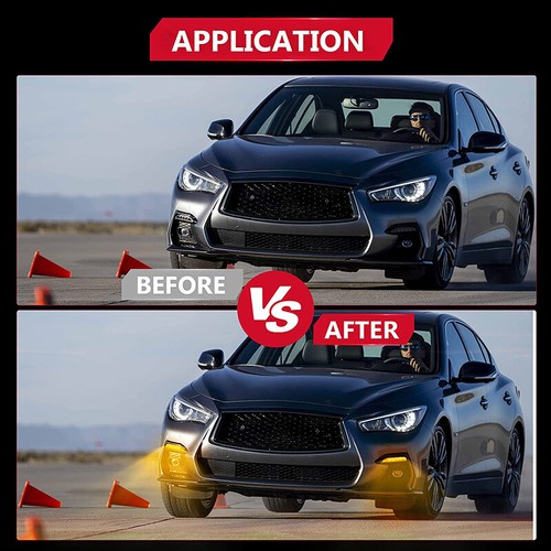 For 14~20 Infiniti Q50 Sport Sequential Bumper Turn Signal Fog Light Assemblies - Picture 2 of 10