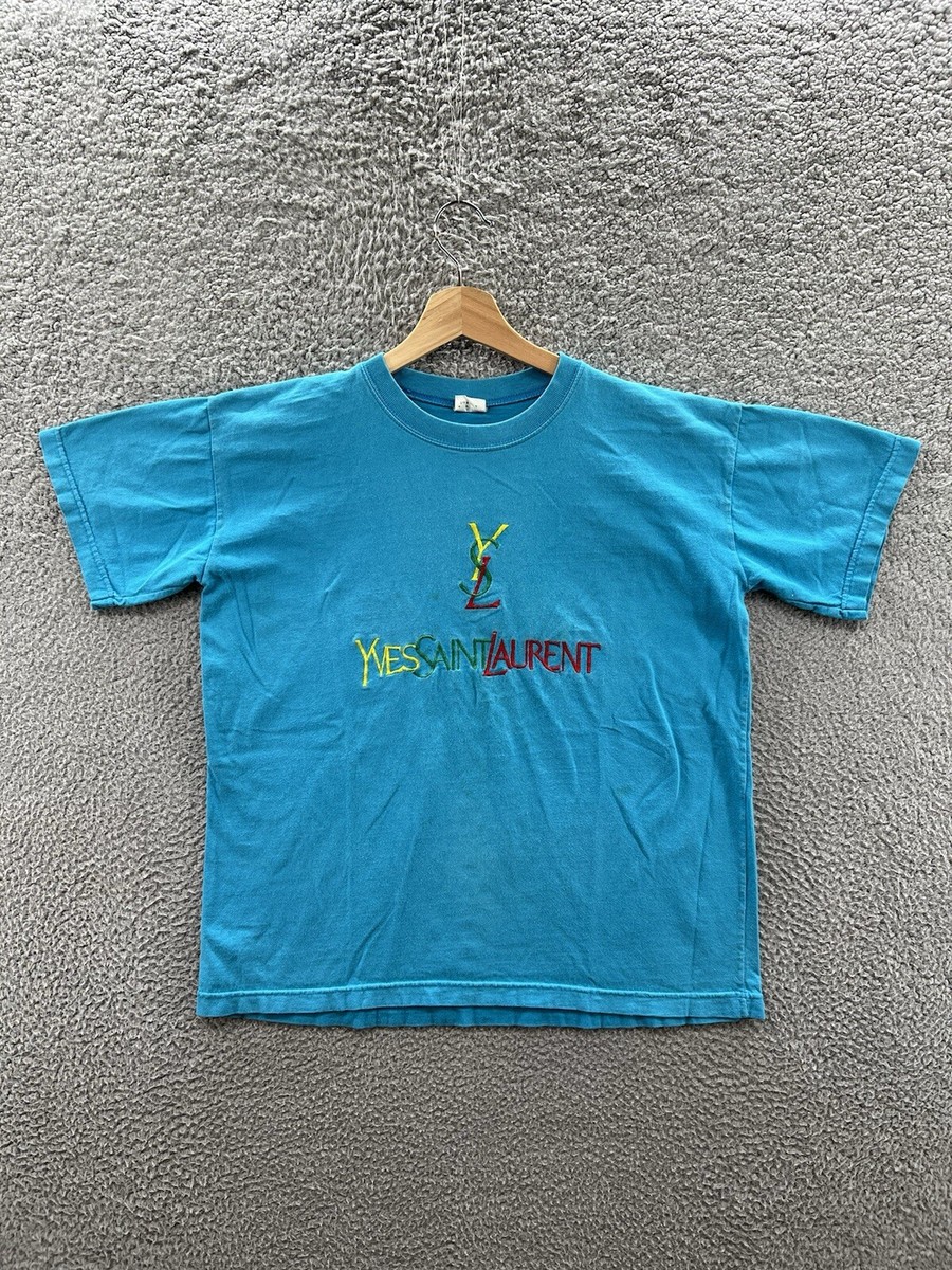 Vintage Yves Saint Laurent Boutique Embroidered Blue 100
