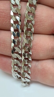 Herren Kubanische Glieder Panzerkette 22'' lang Sterlingsilber 7,5 mm breit Krallenverschluss