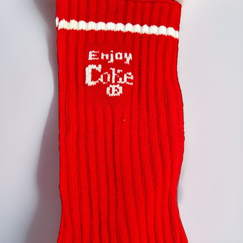 VTG Socks Red 80s Coca Cola Enjoy Coke Crew Acrylic Blend Top Sox USA Size 9-11.