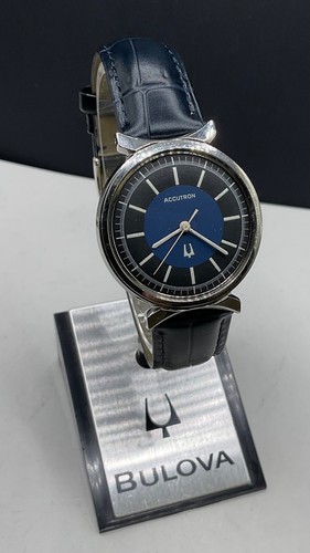 Nueva Banda de Cuero de Cocodrilo Accutron en Azul con Hebilla SS Firmada - Imagen 5 de 5