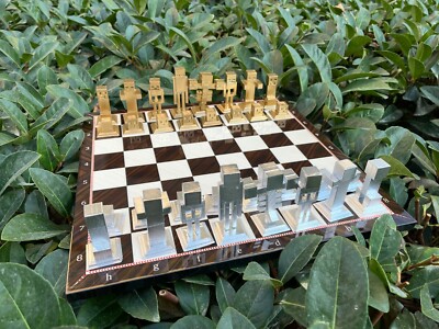 Mine Craft Chess Set w Mine Craft Pieces with Board -Handmade 3D Chess Set Gift