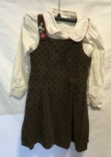 Gymboree 2 pc brown Corduroy polka dots Jumper dress blouses 7 Girls