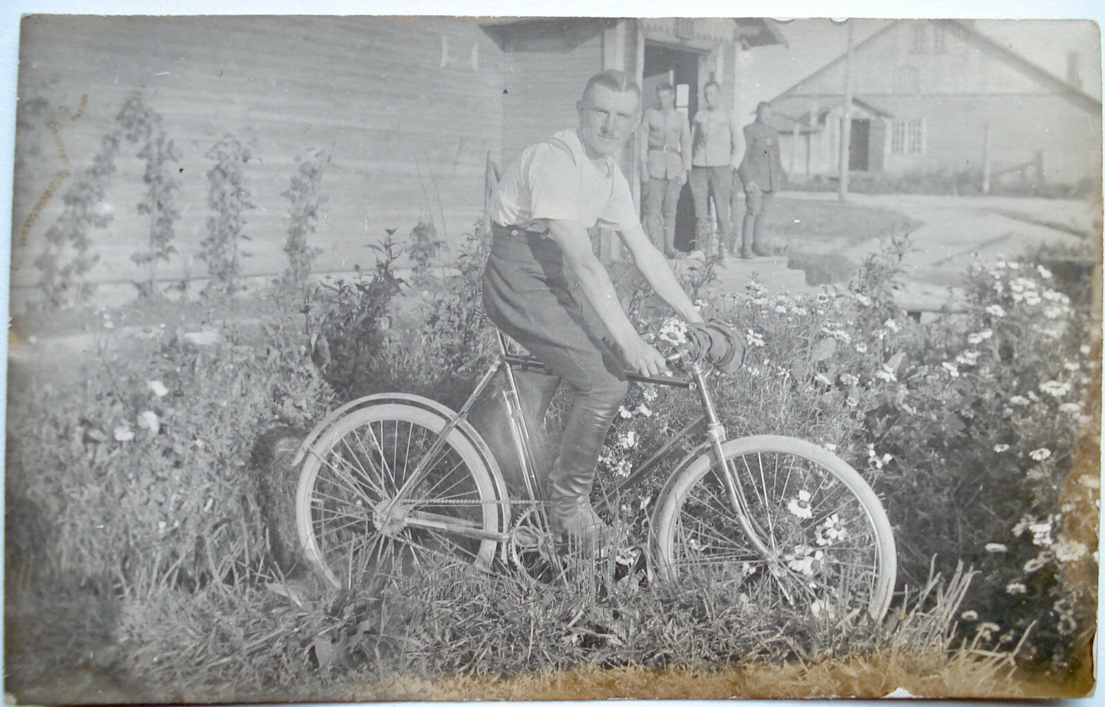 Military man on Bicycle Antique Photo Latvia 1920-30's