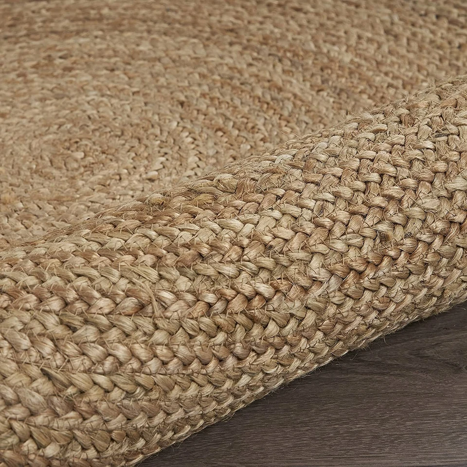 Round Rug Jute Reversible 100% Natural Braided Home Decor Rustic Look Rug - Image 4 of 4