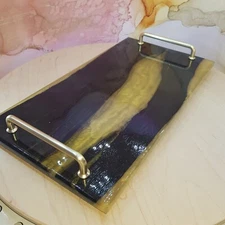 Bog oak serving tray with epoxy resin kitchenware dinnerware serving board