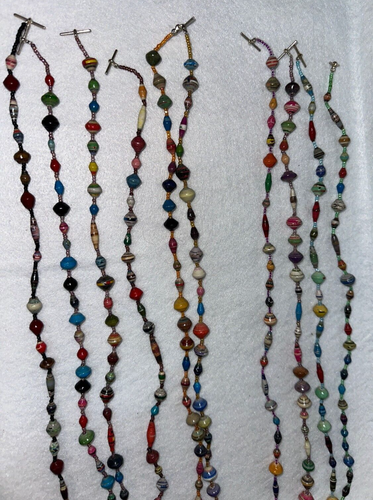 Multicolor Uganda Afrikanische Perlen fürs Leben Gerollte Papierperlen 16" - 21" Halskette NEU - Bild 5 von 12