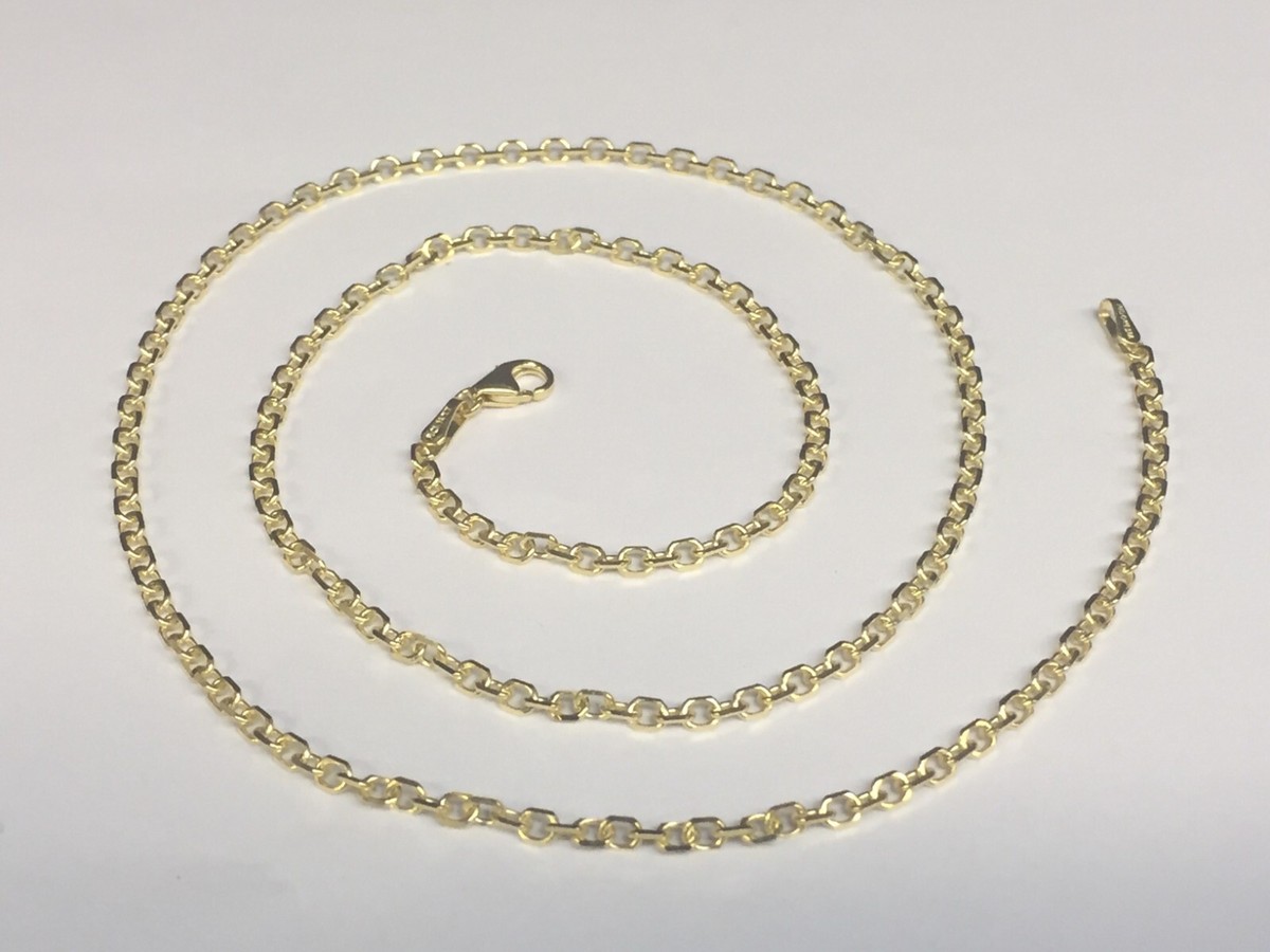 18k Yellow Gold D/C Cable Link Pendant Chain/Necklace 24