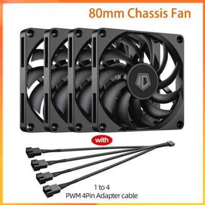 Lot 80mm Ultra-Thin Fan Temperature Controlled Computer Case Fan PWM 10mm Thick