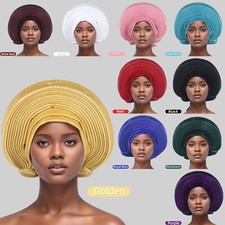 Nigerian Wedding African Headtie Auto Gele Turban Cap Women Multilayer Wrap Hat