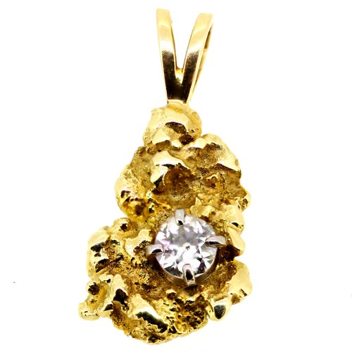 Gold Nugget Diamond Pendant .42 Carat D 