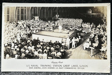 De colección Segunda Guerra Mundial RPPC Boxeo Estación de Entrenamiento Naval de Estados Unidos Grandes Lagos Illinois