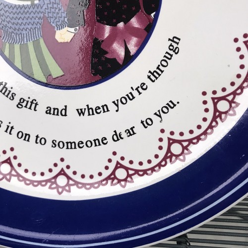 The Sharing Plate Food Treats 9in Round Blue Rim Friendship Family Friend Gift - Picture 3 of 7