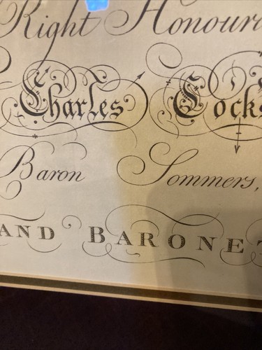 Coat Of Arms Framed English Charles Cocks Baron Sommers Baronet - Picture 5 of 16