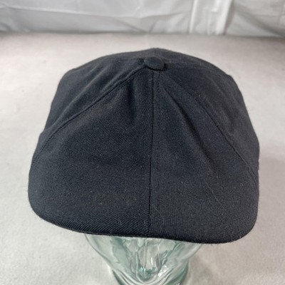Kangol Wool 504 Hat Flat Cap Mens XL Black Flexfit Stretch Winter Knit
