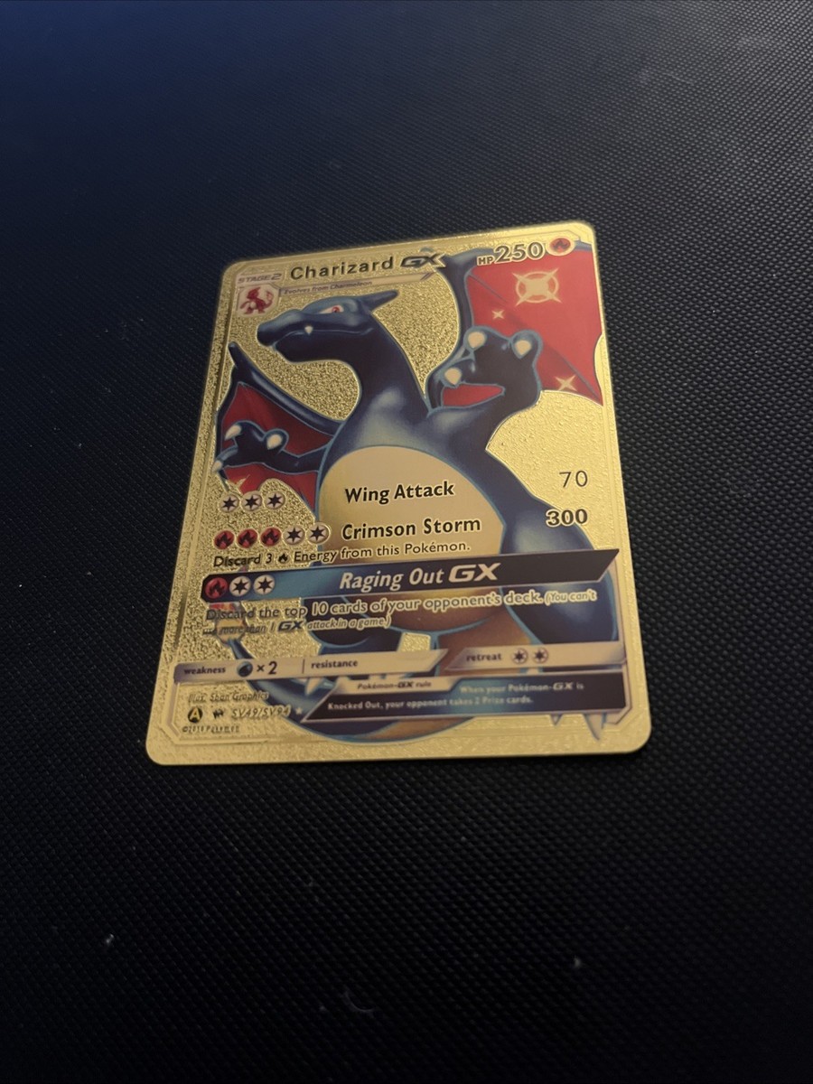 2019 Pokémon Gold Foil Fan Art Card Charizard Gx Hp 250 SV49/SV94