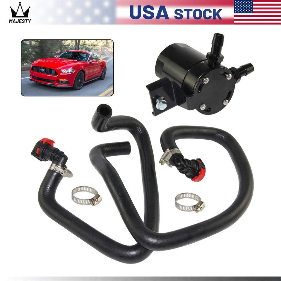 Baffled PCV Side Oil Catch Can Kit For 2015-2022 Ford Mustang 2.3L EcoBoost BK - Image 2 of 4
