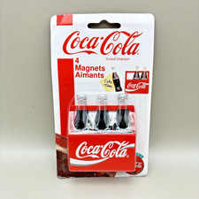 Vintage 1997 Coca-Cola Coke Bottle Magnet Set - 3 Bottles + Carrier - Sealed