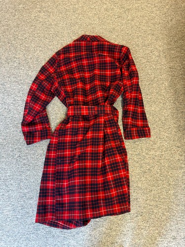 MENS USED VINTAGE PENDLETON RED PLAID WOOL BATH ROBE SIZE MEDIUM - Picture 8 of 8