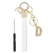 Leather Wristlet Keychain, Letter D Keychains