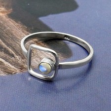 Round Labradorite Gemstone Solid Silver Unique Statement Wife Cocktail Ring US 7