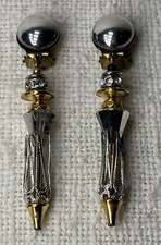 Vintage Langani Ohrclips Metall Glas L6cm