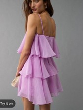 AMERICAN EAGLE WOMENS PURPLE STRAPLESS TIERED MINI DRESS XL NEW WITH TAGS