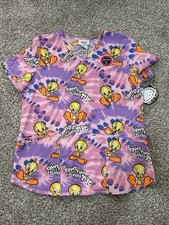 Scrub Top M Tweety Bird Warner Brother Looney Tune Performance Nurse Uniform NWT
