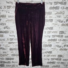 NWT Talbots Pants Womens 8 Red Velvet Cropped Ankle Straight Leg Zipper Entry